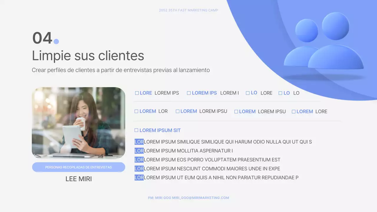 Material para entrevistas sobre el tema de las formas estereoscópicas 3D en azul y blanco