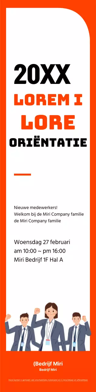 Eenvoudige kaderstijl in oranje en zwart voor informatie over de oriëntatie van nieuwe werknemers