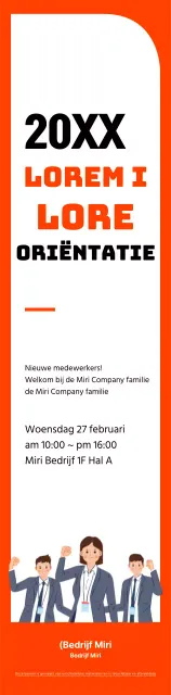 Eenvoudige kaderstijl in oranje en zwart voor informatie over de oriëntatie van nieuwe werknemers