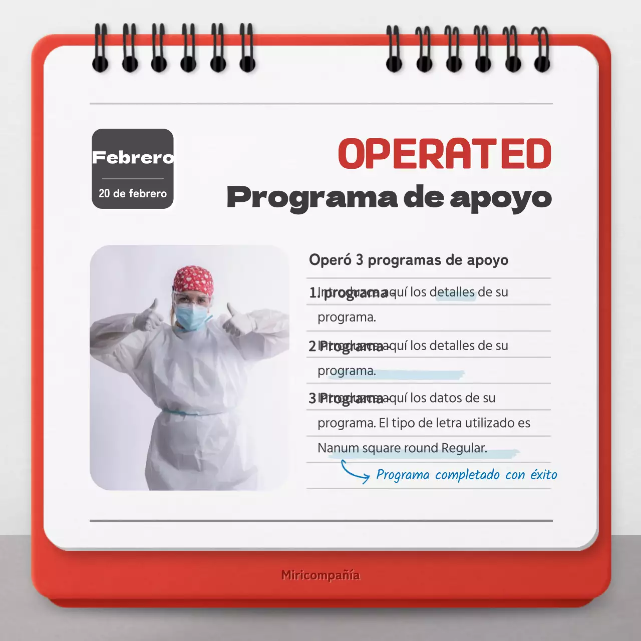 Promover la responsabilidad social de las empresas con un concepto de calendario rojo y azul