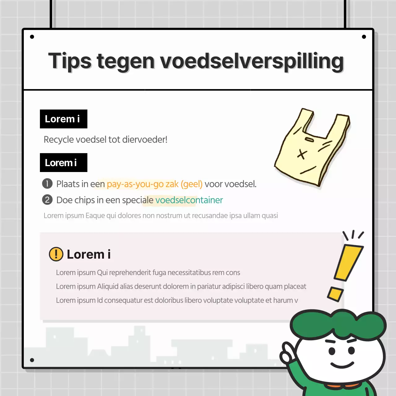 Leuke recycling tipkaart met stadsachtergrondNieuws