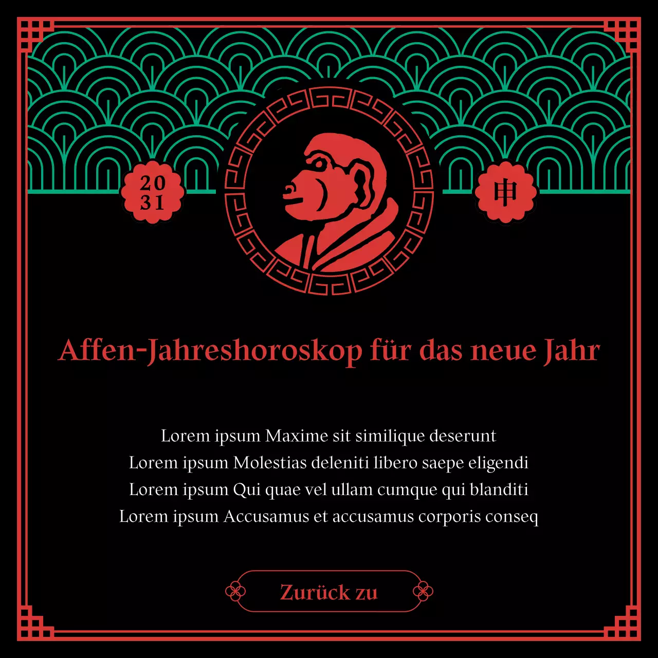 Ein schwarzes und fünfeckiges schamanisches Konzept des zodiakalen Neujahrshoroskops