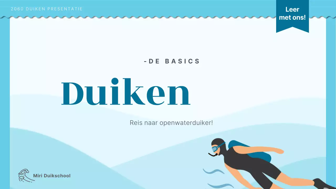 Introductie duikopleiding met lichtblauwe oceaan illustratieconcept