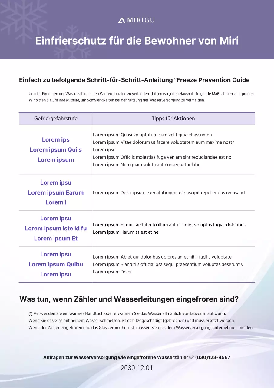 Formatieren eines violettfarbenen Dokuments zur Verhinderung des Einfrierens
