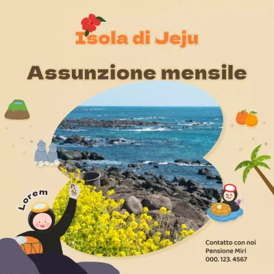 Cercate un affitto di un mese sull'isola di Jeju in arancione e marrone?