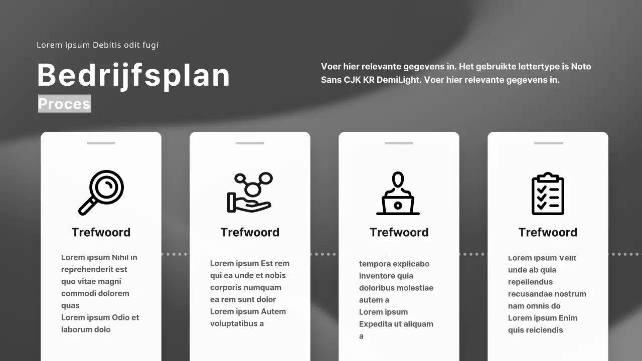 Zakelijke B2B voorstelpresentatie in zwart en grijstinten