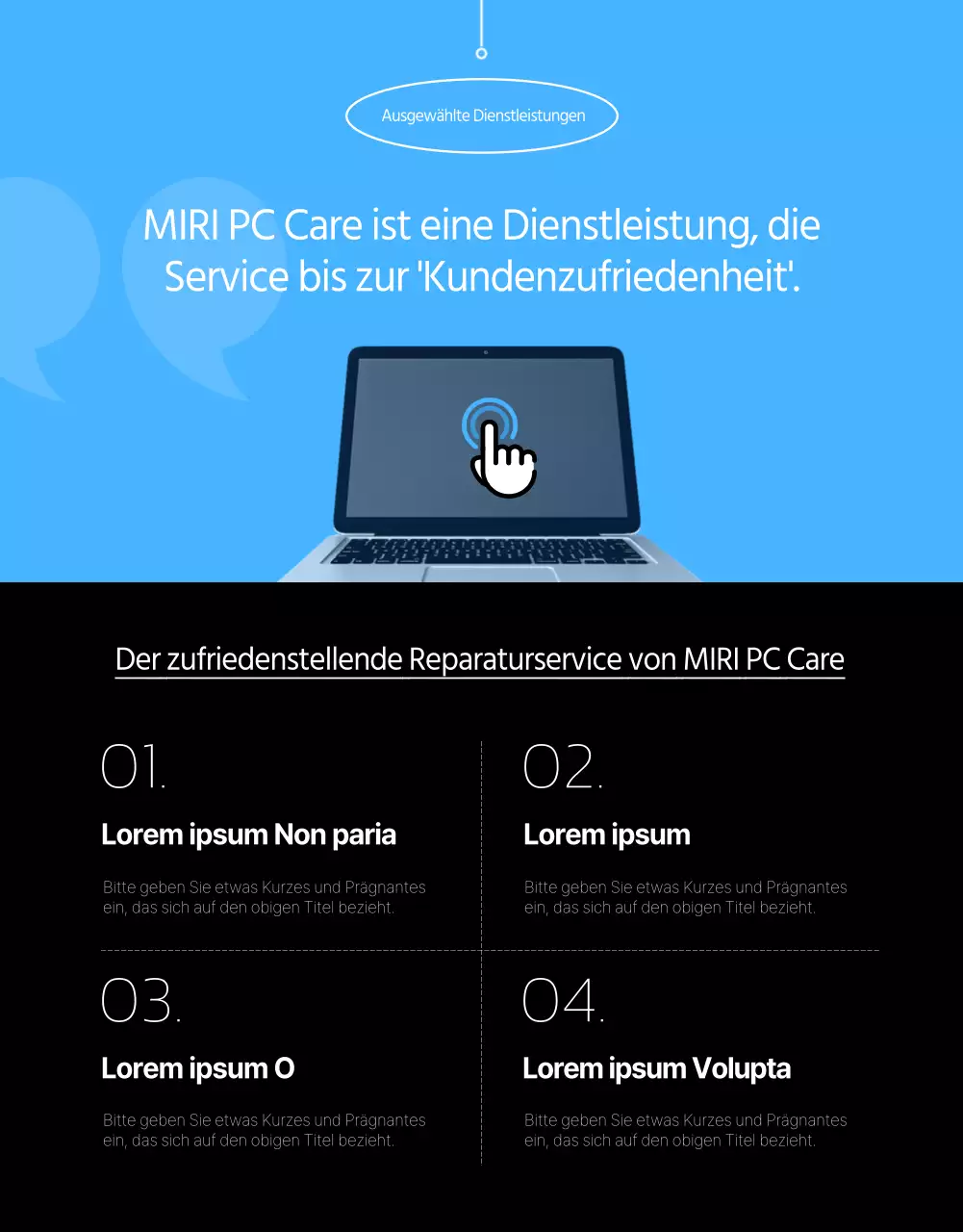 Bewerben Sie Ihre Produktreparaturzentren und Dienstleistungen mit einem sauberen, blauen Look