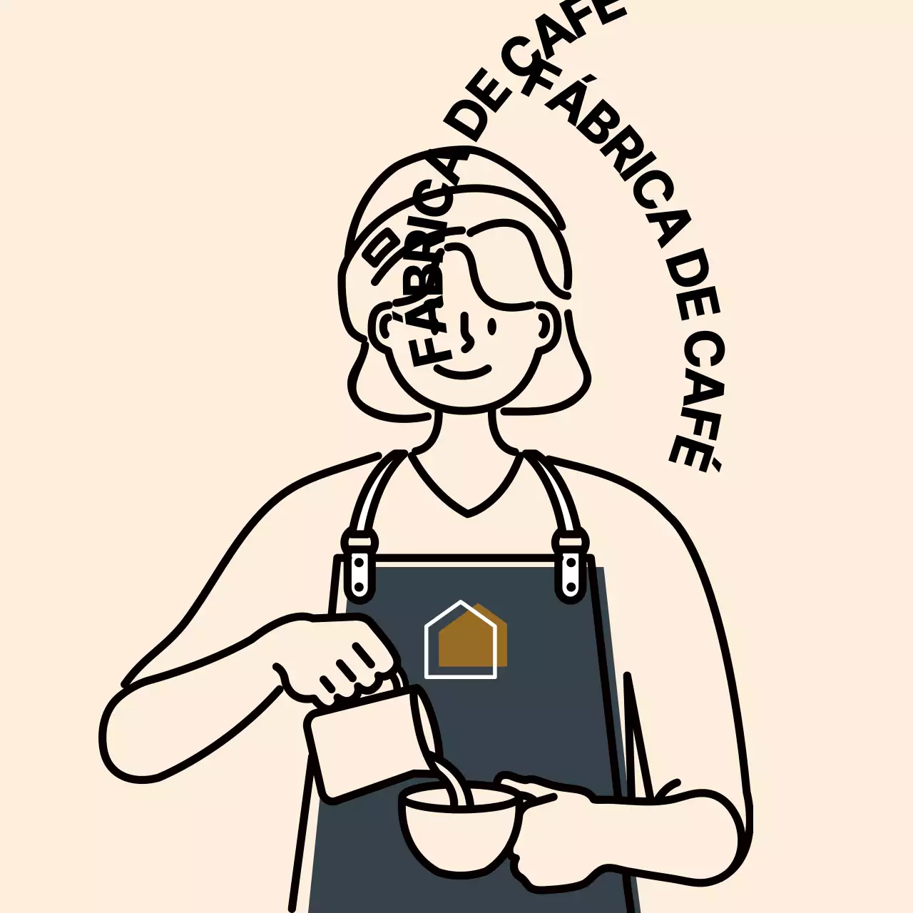 Autocolante com ilustração de um barista em marfim e azul