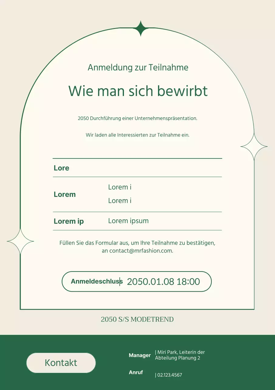 Ein sauberer Modeplatz in Grün und Beige