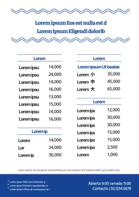 Menú de restaurante de sushi