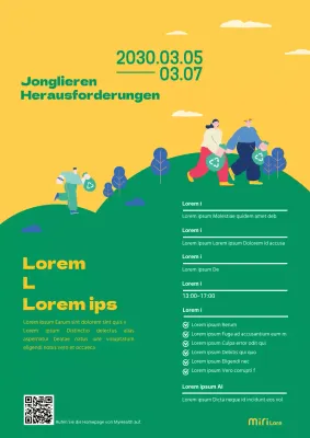 Plakat der Herausforderung in gelb-grün