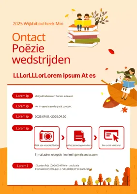Kinderboekillustraties in rood en oranje Herfstgedichtenwedstrijd
