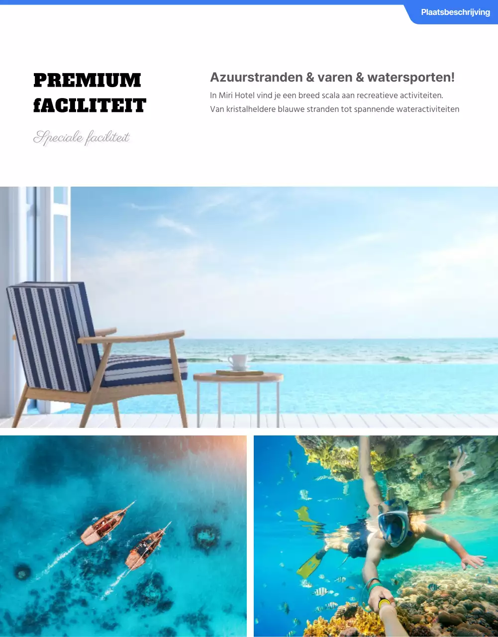 Details van hotels in blauw