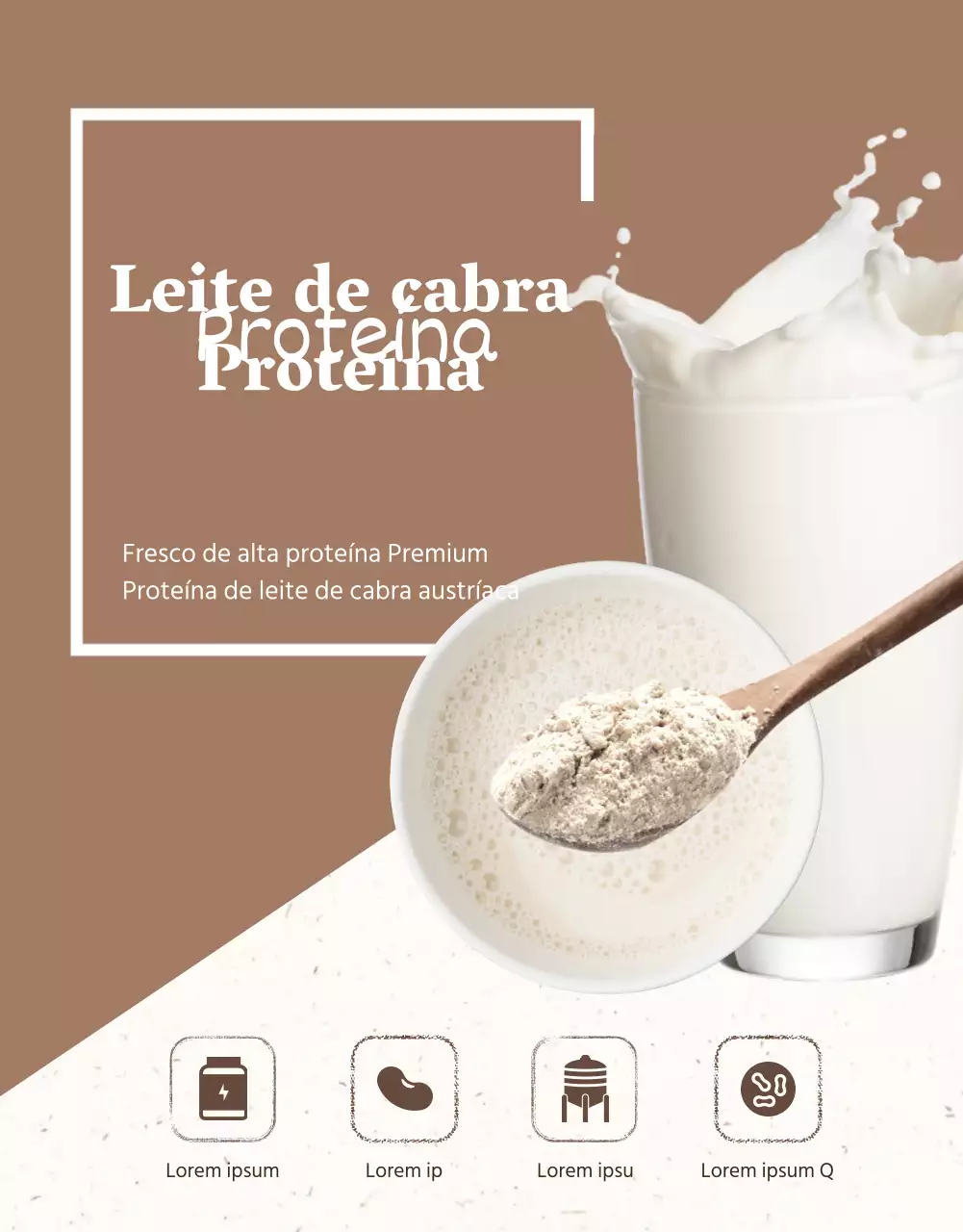 Uma simples proteína em pó num tom bege (mais)