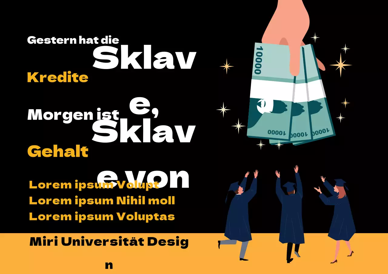 Gelb schwarz Illustration Abschlussfeier