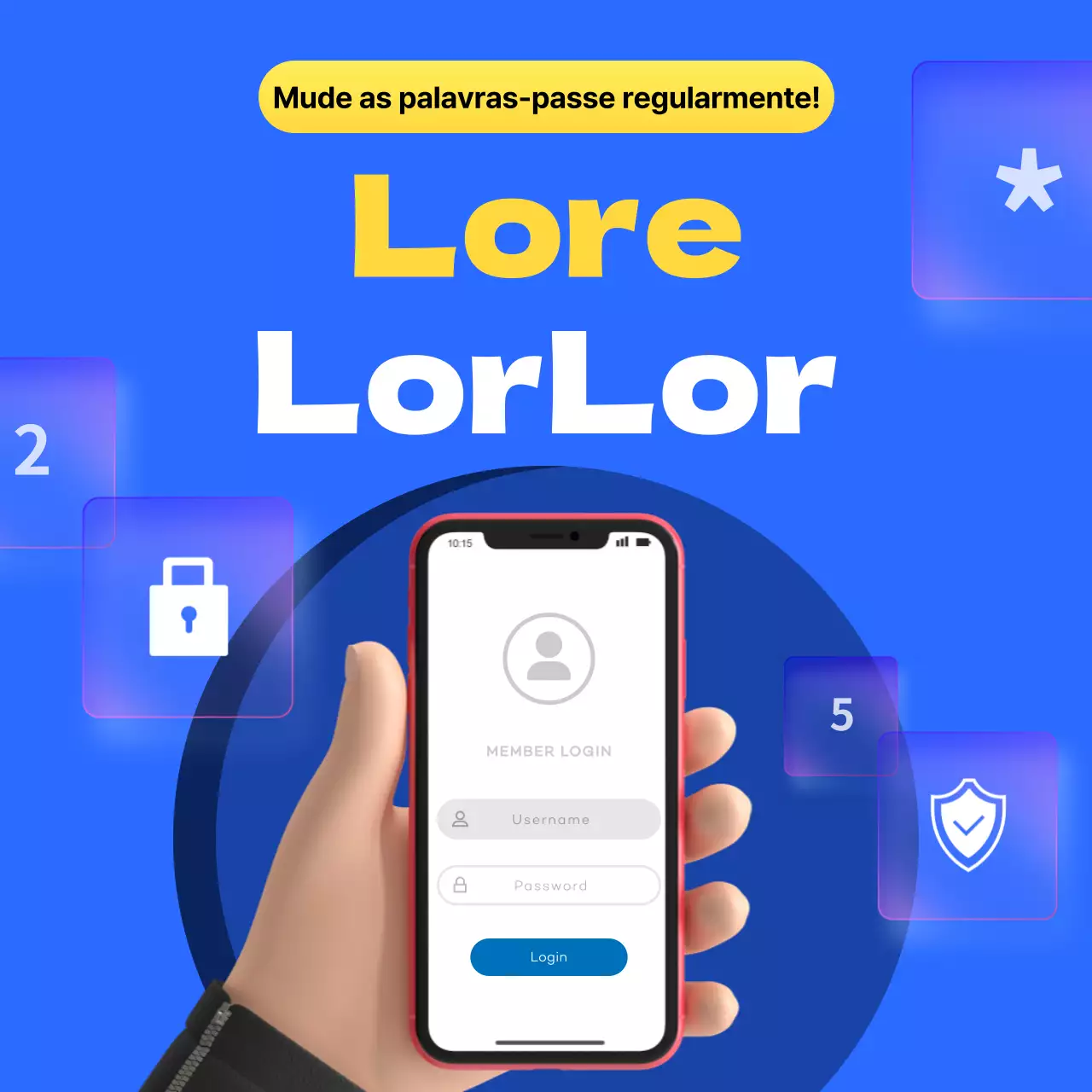 Informações sobre a combinação de palavras-passe em azul e amarelo