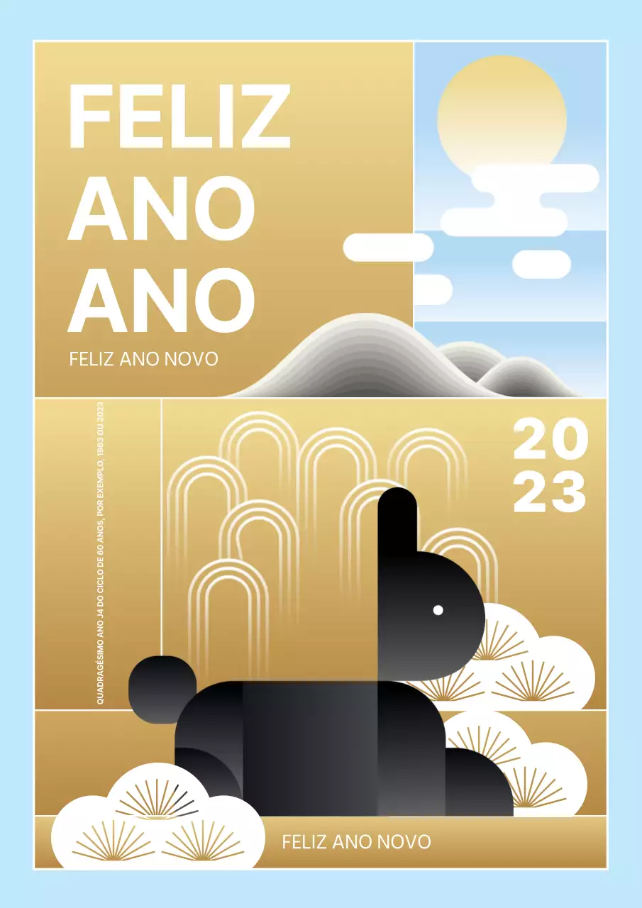 Cartaz de Ano Novo moderno em tons pastel