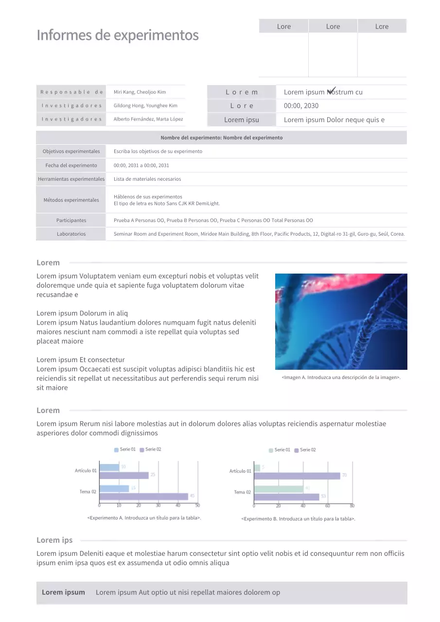 Un informe de laboratorio limpio en un relajante tono morado