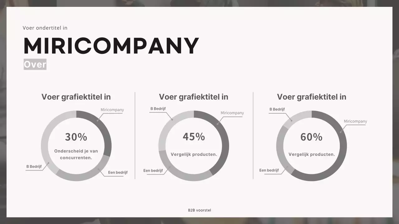 Zakelijke B2B voorstelpresentatie in zwart en grijstinten