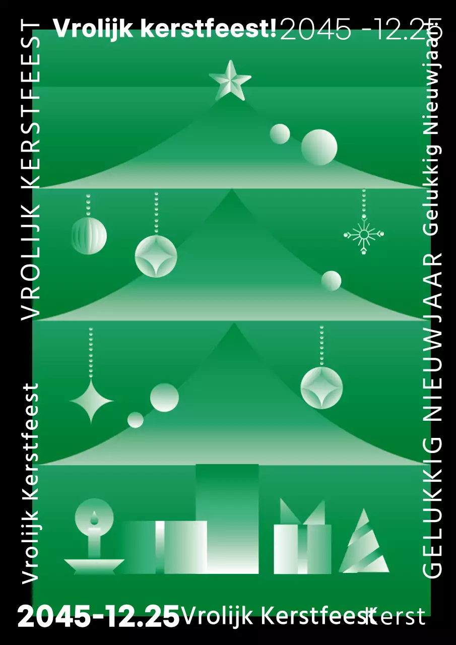 Groen Zwart Modern Kerstboom Kerstkunstwerk Poster