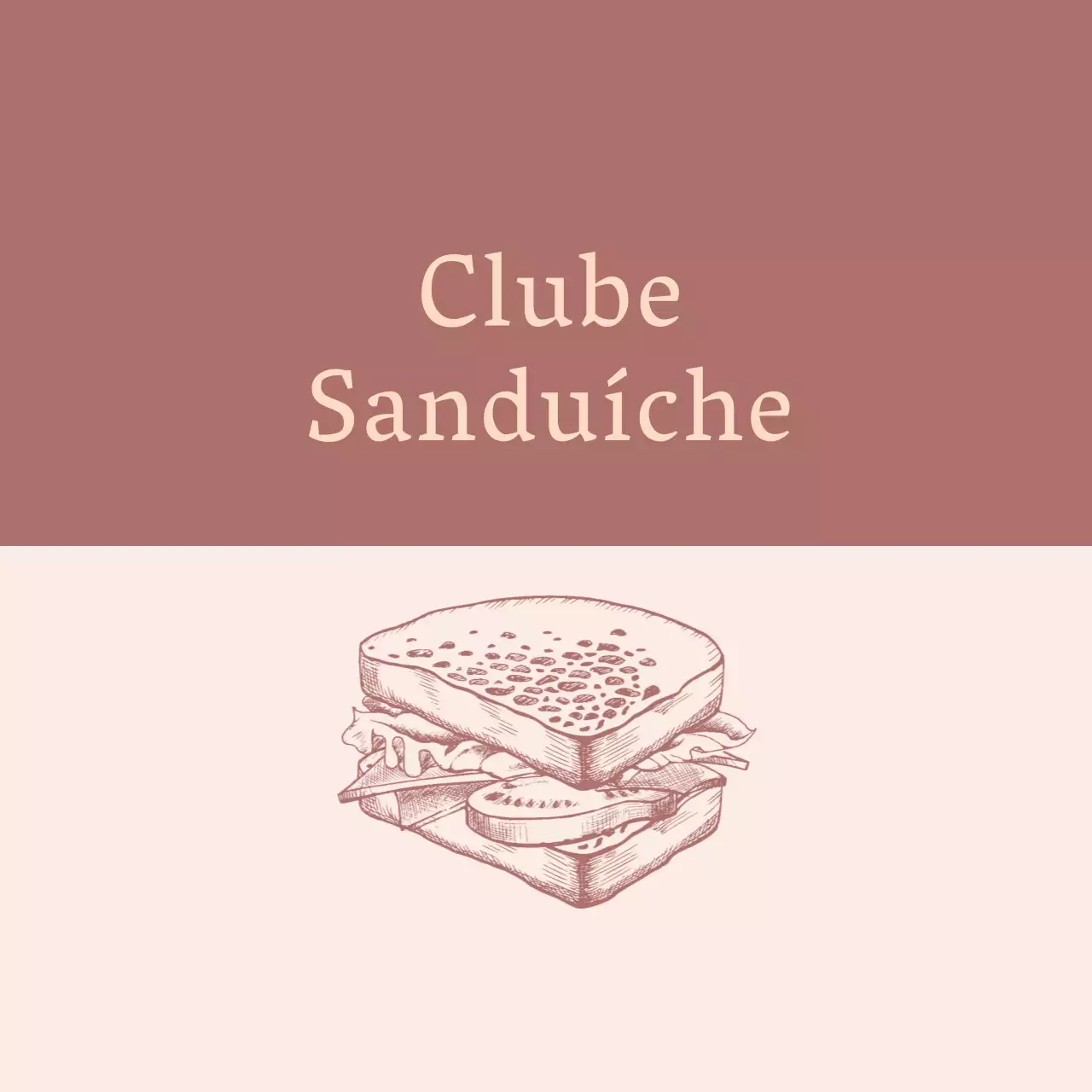 Rótulo de sanduíche de comida vintage com ilustração cor-de-rosa