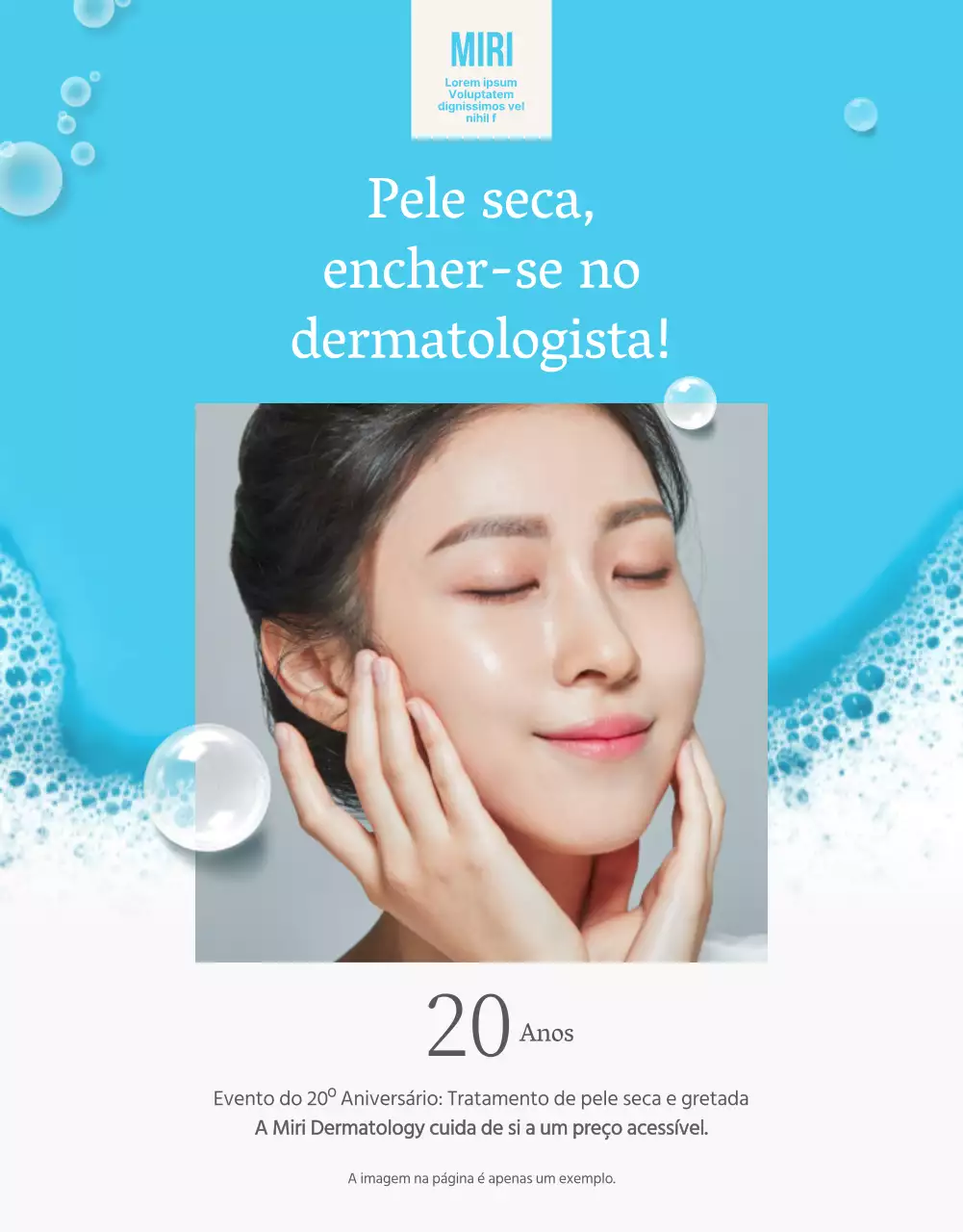 Promover a dermatologia moderna em azul claro e branco