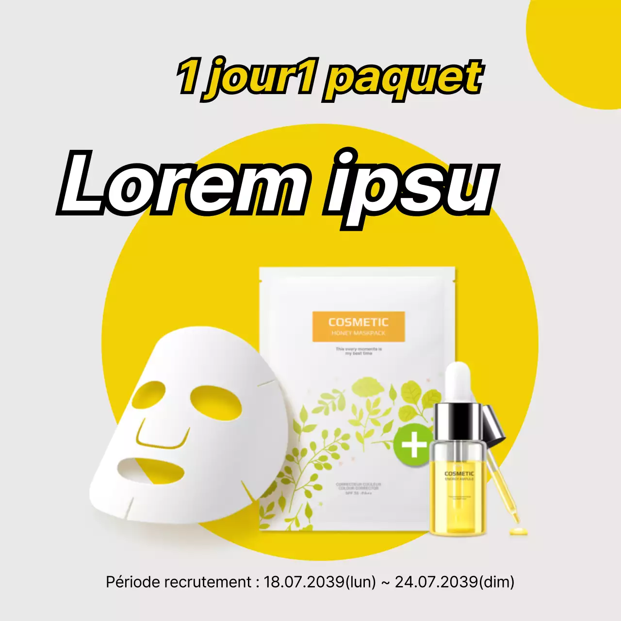 Yellow 1 Day 1 Pack Beauty Experience Group Recrutement de Mask Pack Experience Group