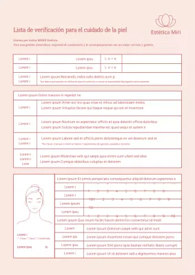 Lista de control para el cuidado de la piel Cuestionario para esteticistas Documentos Hospitales