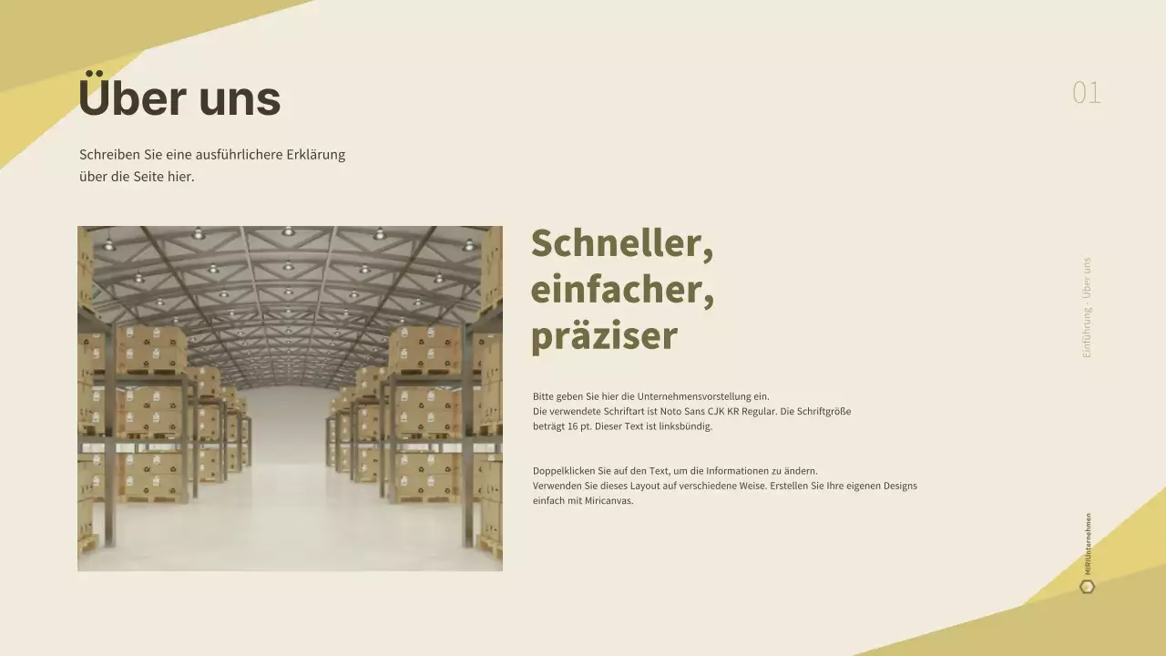 Ein sauberer, gelber Geschäftsplan für ein Logistikunternehmen