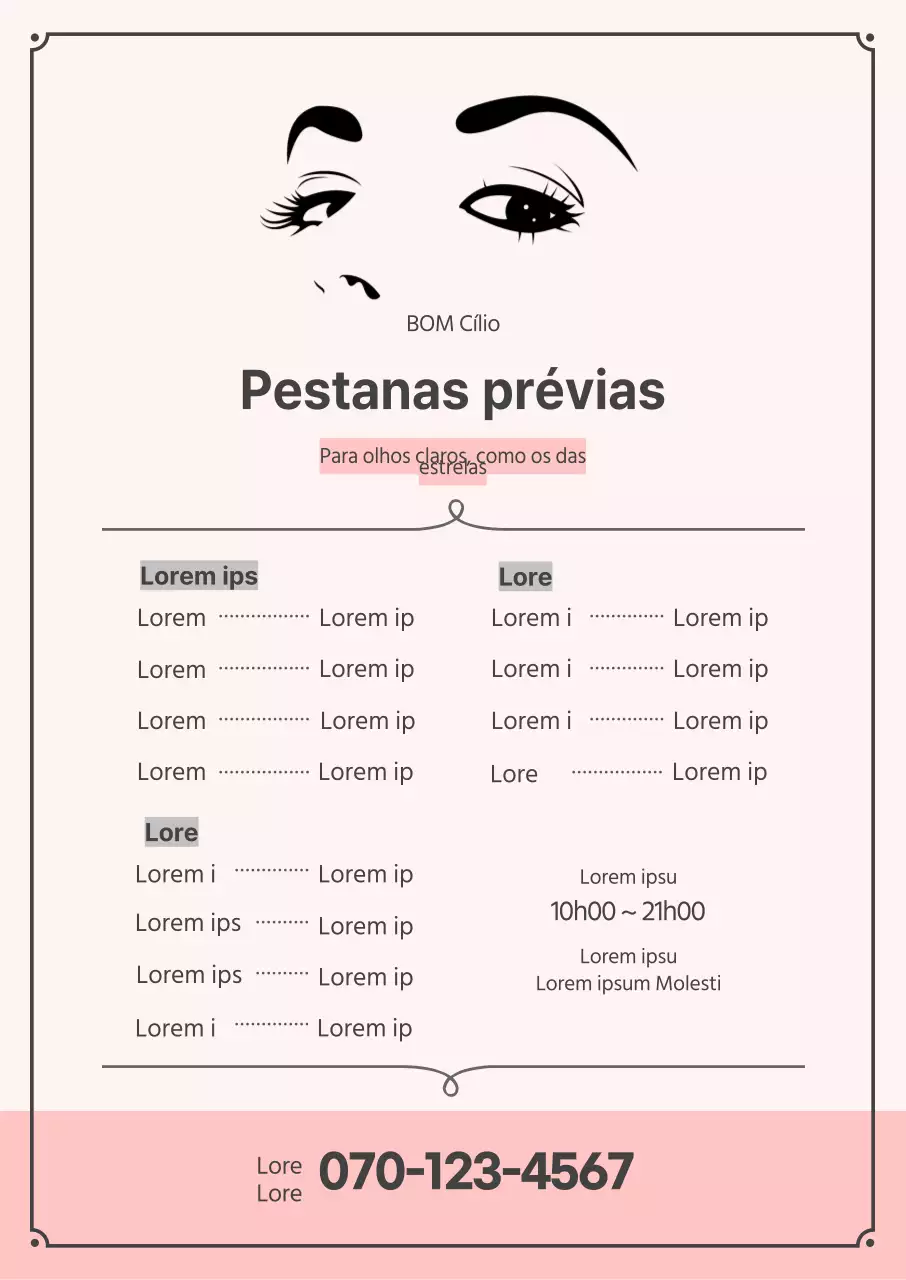 rosa ilustração simples tratamento de pestanas retrato poster