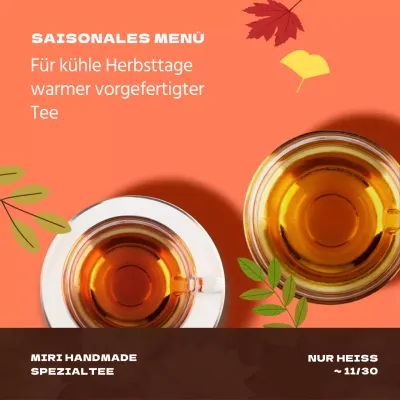 Bewerben Sie die neue Herbstkarte Ihres Cafés mit einem modernen und schlichten Farbkonzept in Orange und Braun