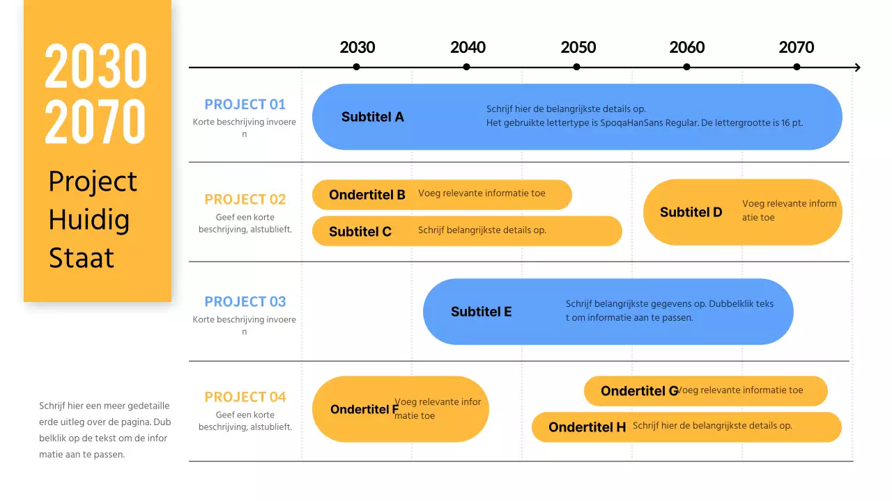 Geel en blauw project infographic