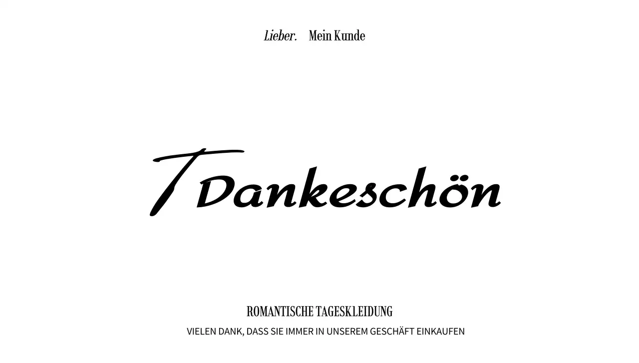 Kunden-Dankeschön-Karte für ein Einkaufszentrum mit schwarzer, gekritzelter Handschrift