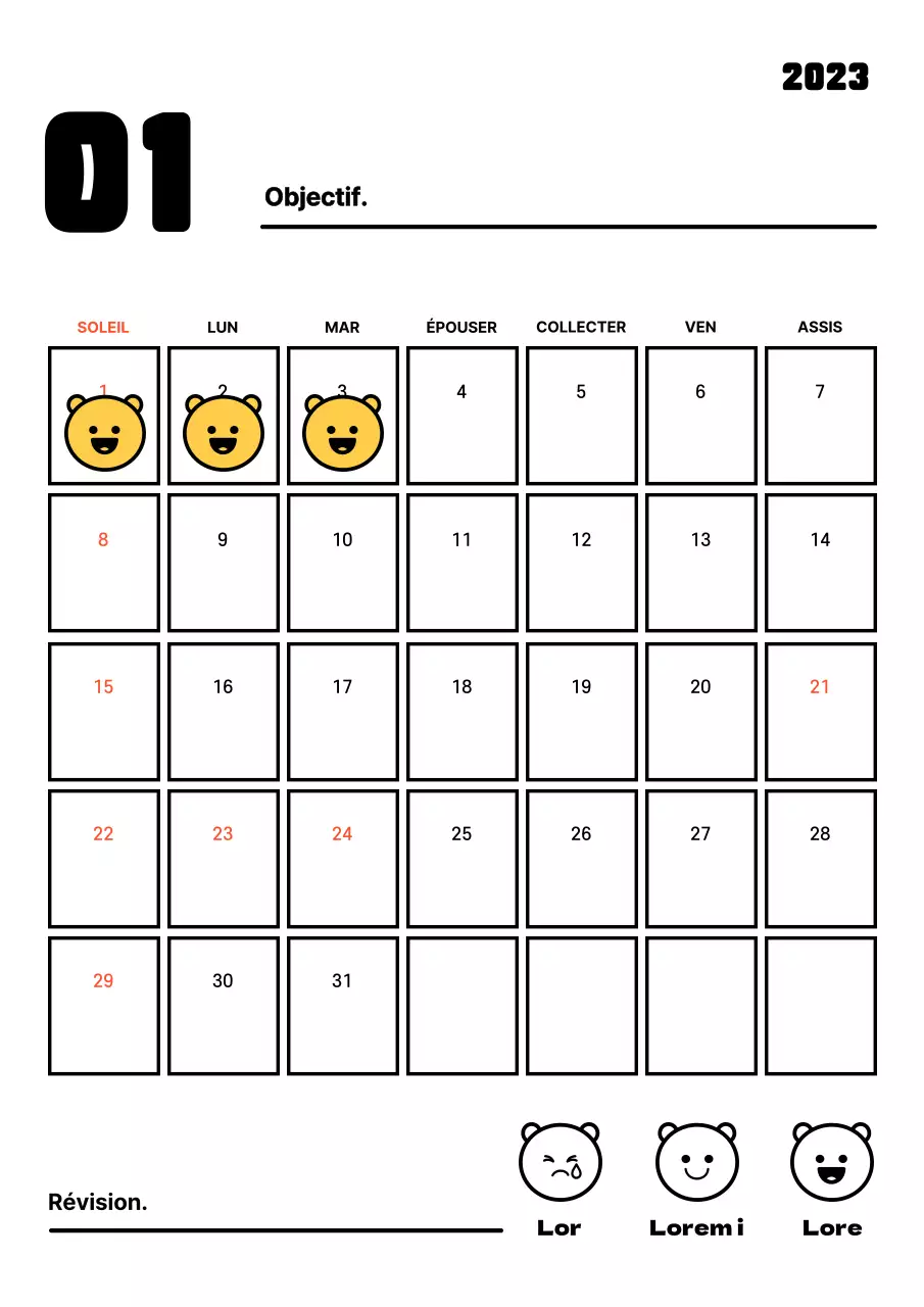 Suivi des objectifs de la nouvelle année avec des lignes épurées
