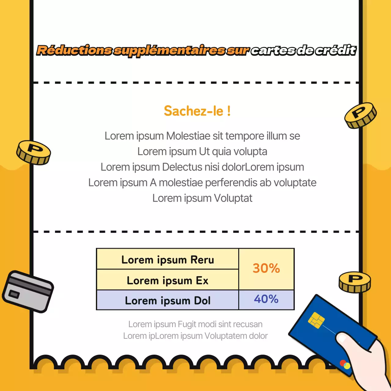 Carte de règlement de fin d'année sur fond jaune de type reçunews