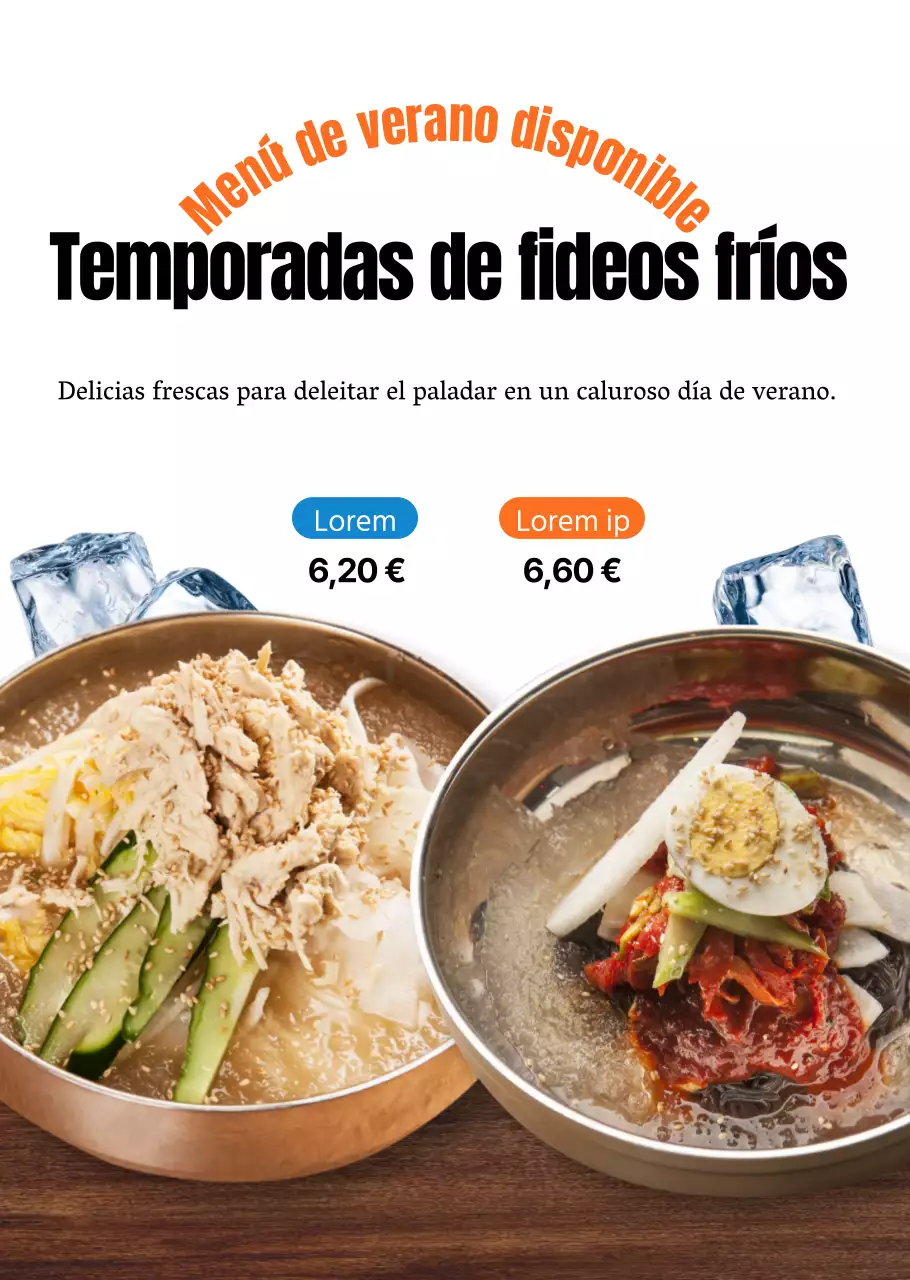 Cartel transparente sencillo de comida de verano para el comedor