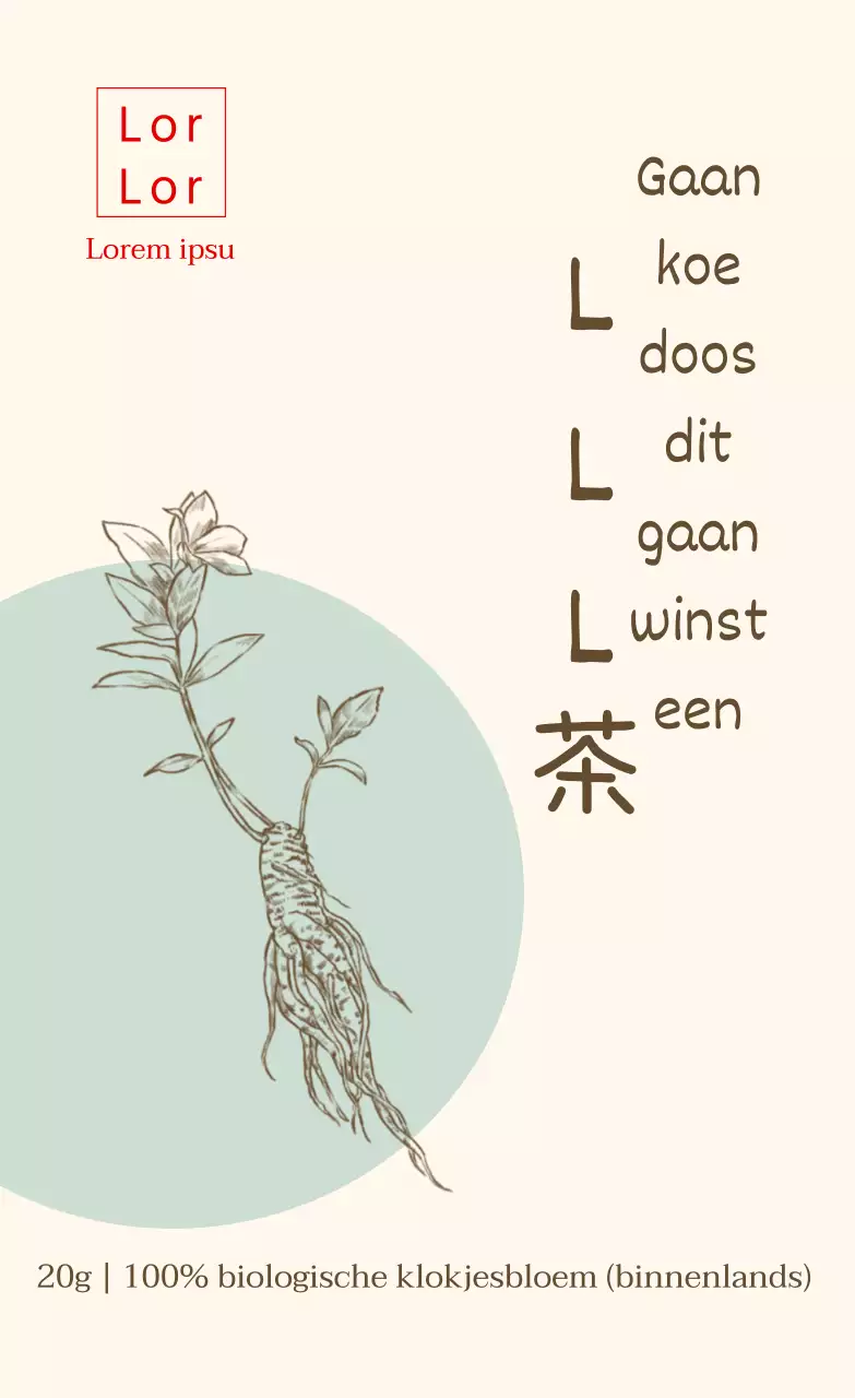 Mintkleurige tekening gezonde thee sticker