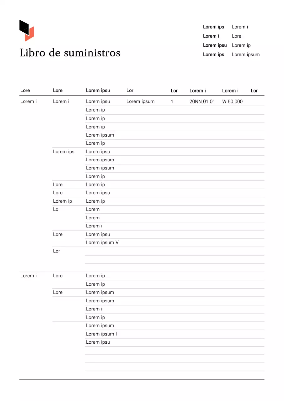 Un registro de suministros limpio en blanco y beige