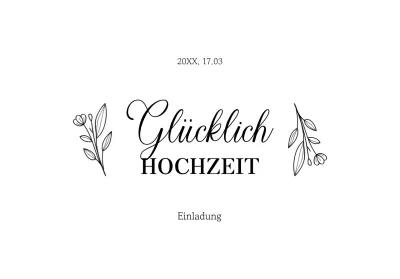 Ein stilvoller Umschlag für Hochzeitseinladungen mit schwarzem Text und floralen Illustrationen.