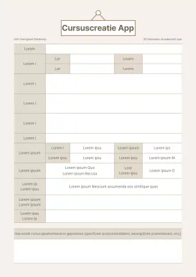 Aanvraag om een cursus te openen in beige Voorstel voor een nieuwe cursus Aanvraag om een nieuwe cursus te geven Sjabloon voor bedrijfsdocumenten