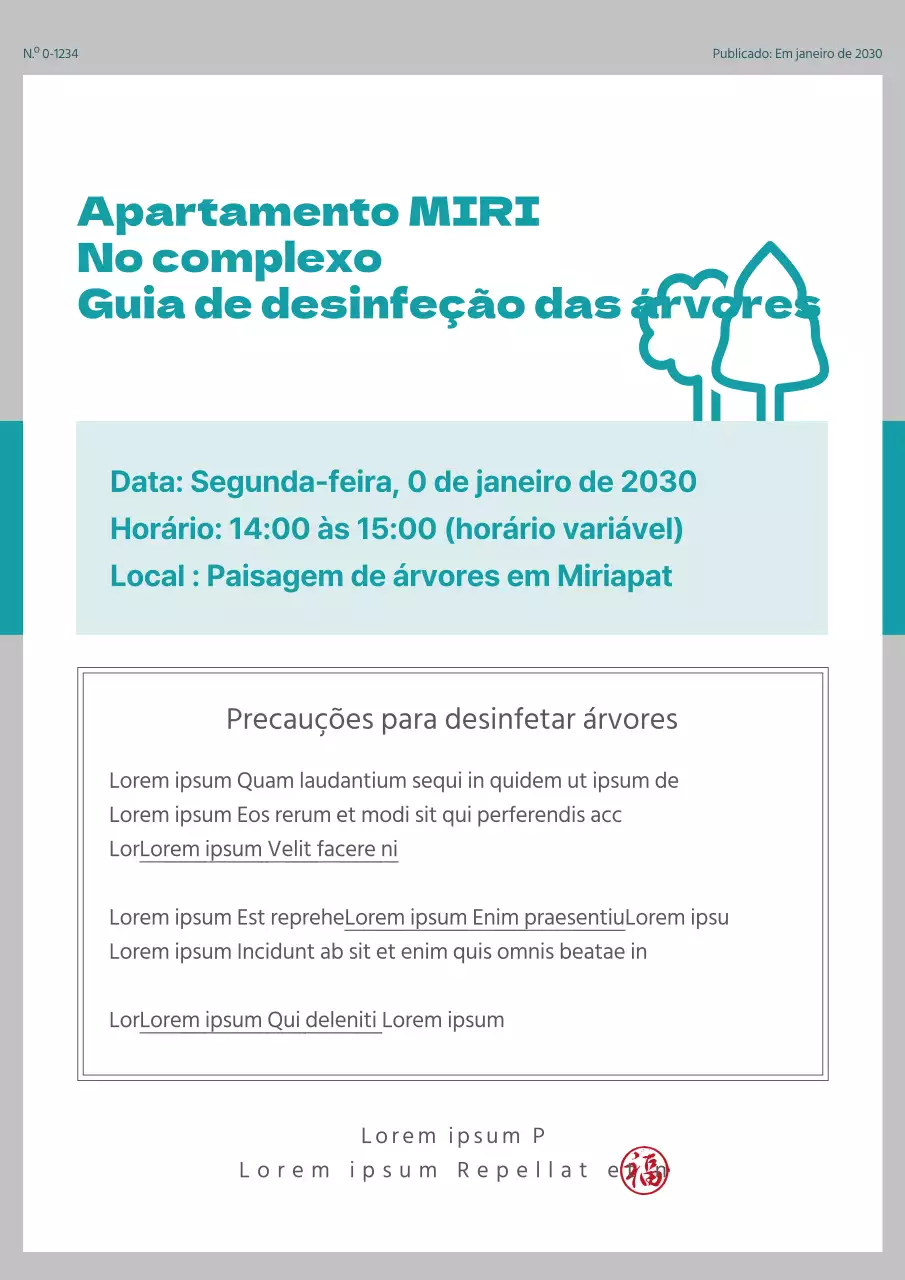 Guia para a desinfeção de árvores em complexos de apartamentos cinzentos e turquesa