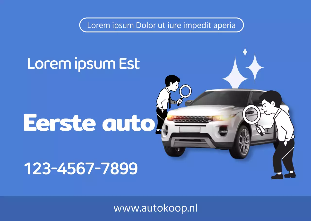 Blauwe schone foto ter promotie van de verkoop van tweedehands auto's