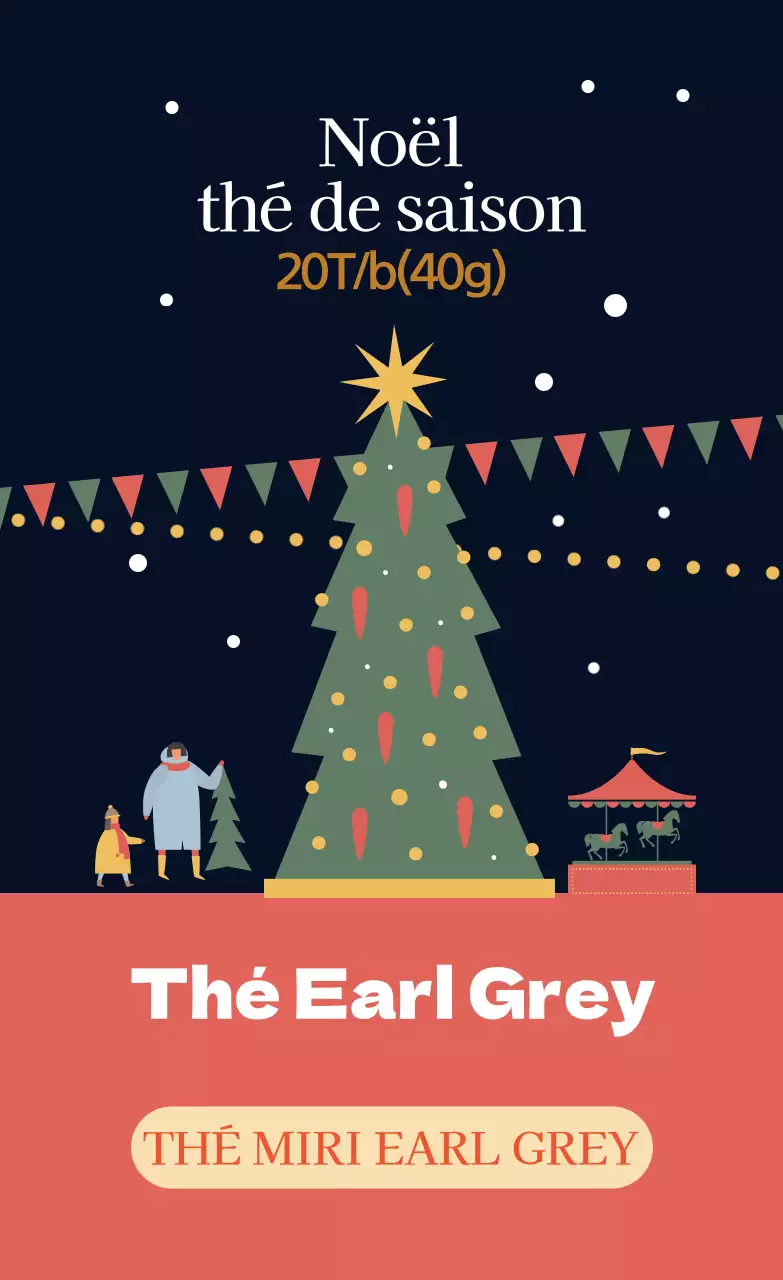 Vert Rouge Illustration Saison de Noël Earl Grey Tea Label