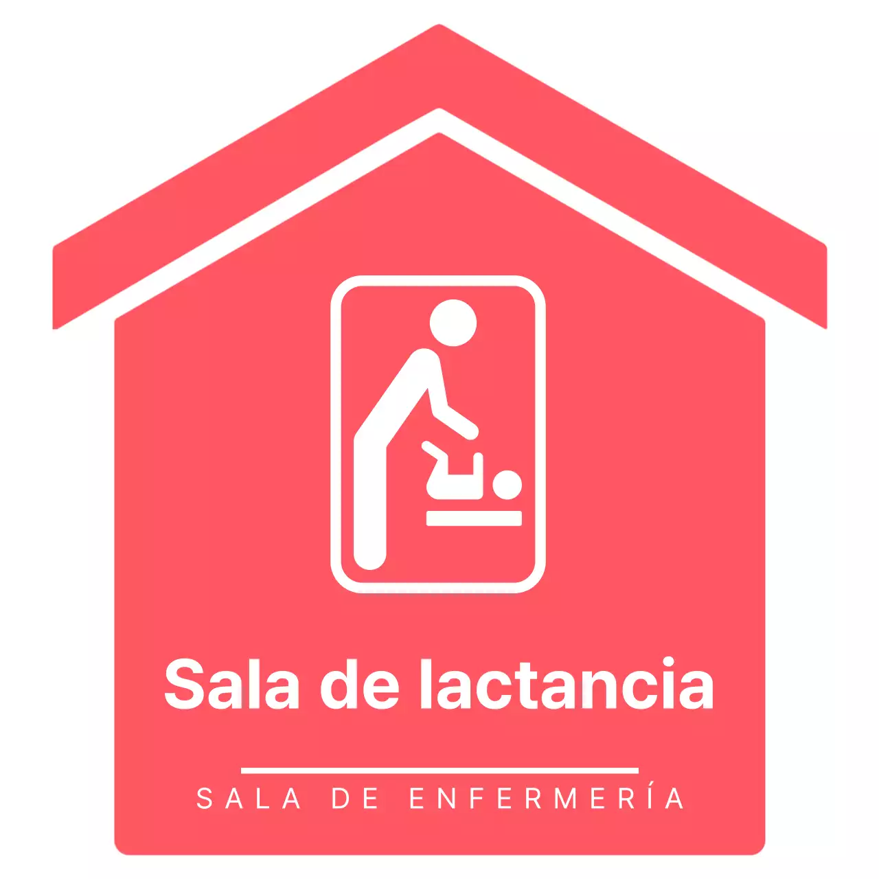 Indicaciones sencillas y claras para llegar a la sala de lactancia en rosa y blanco.