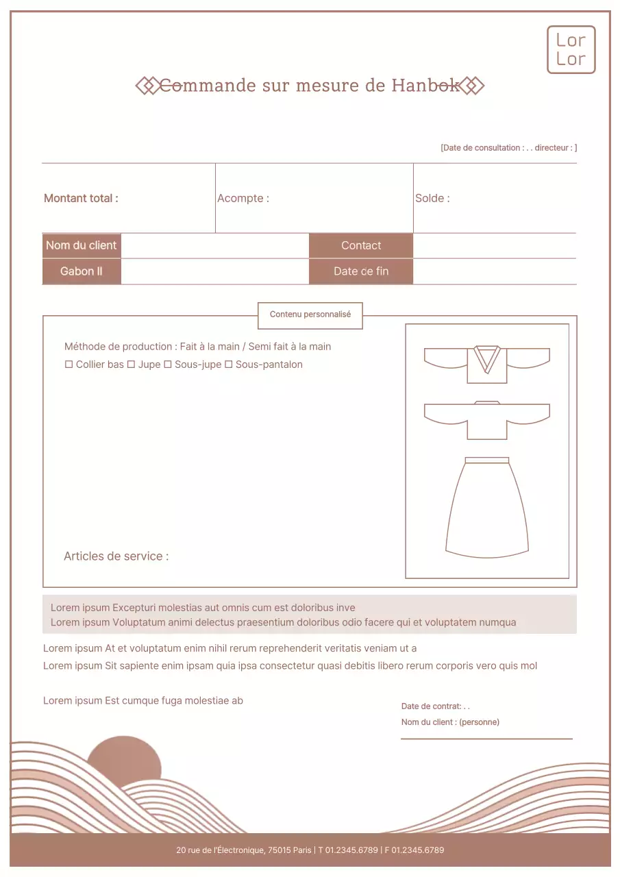 Contrat de hanbok d'inspiration coréenne dans des teintes multicolores