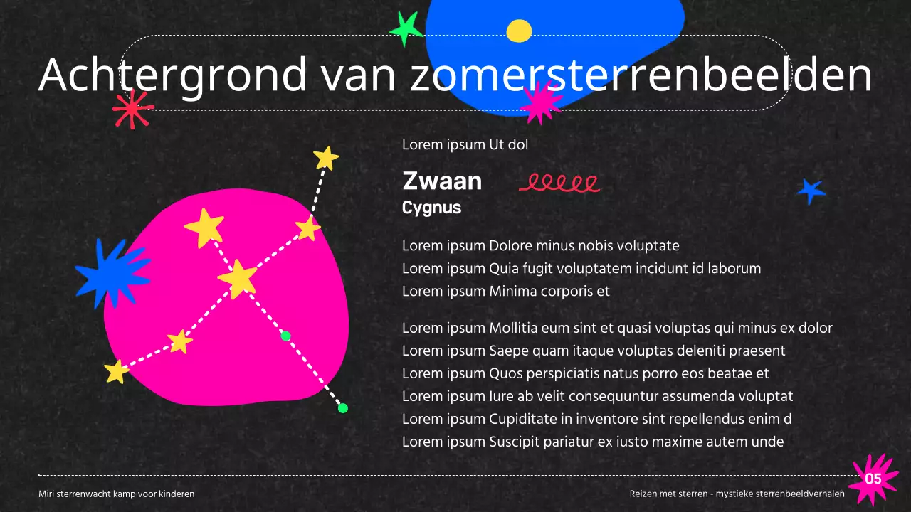 Kleurrijke sterrenwacht Sterrenbeelden op een zwarte achtergrond Lesmateriaal
