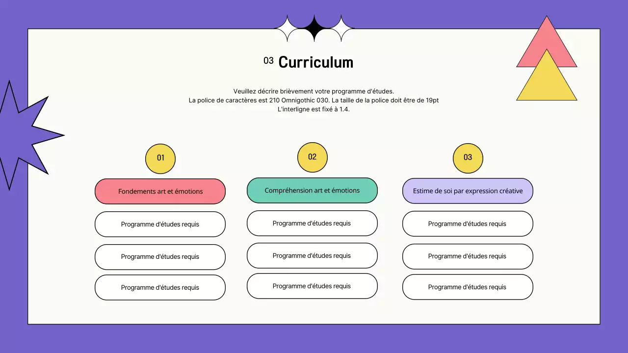 Psychothérapie par l'art avec des formes dans des tons roses et violets Syllabus de l'instructeur Formation au portfolio Introduction de l'instructeur