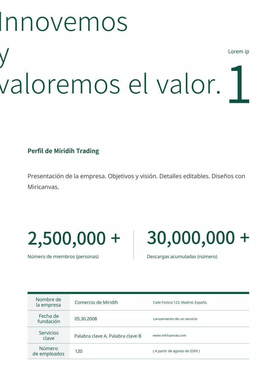 Propuesta de negocio sencilla, verde y tipográfica