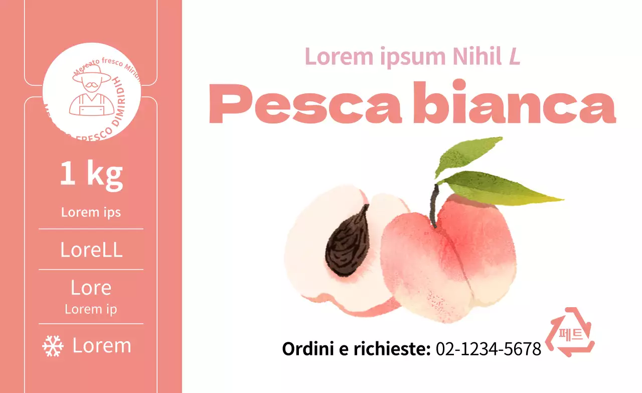 Prodotti estivi pesca illustrazione semplice adesivi per colore