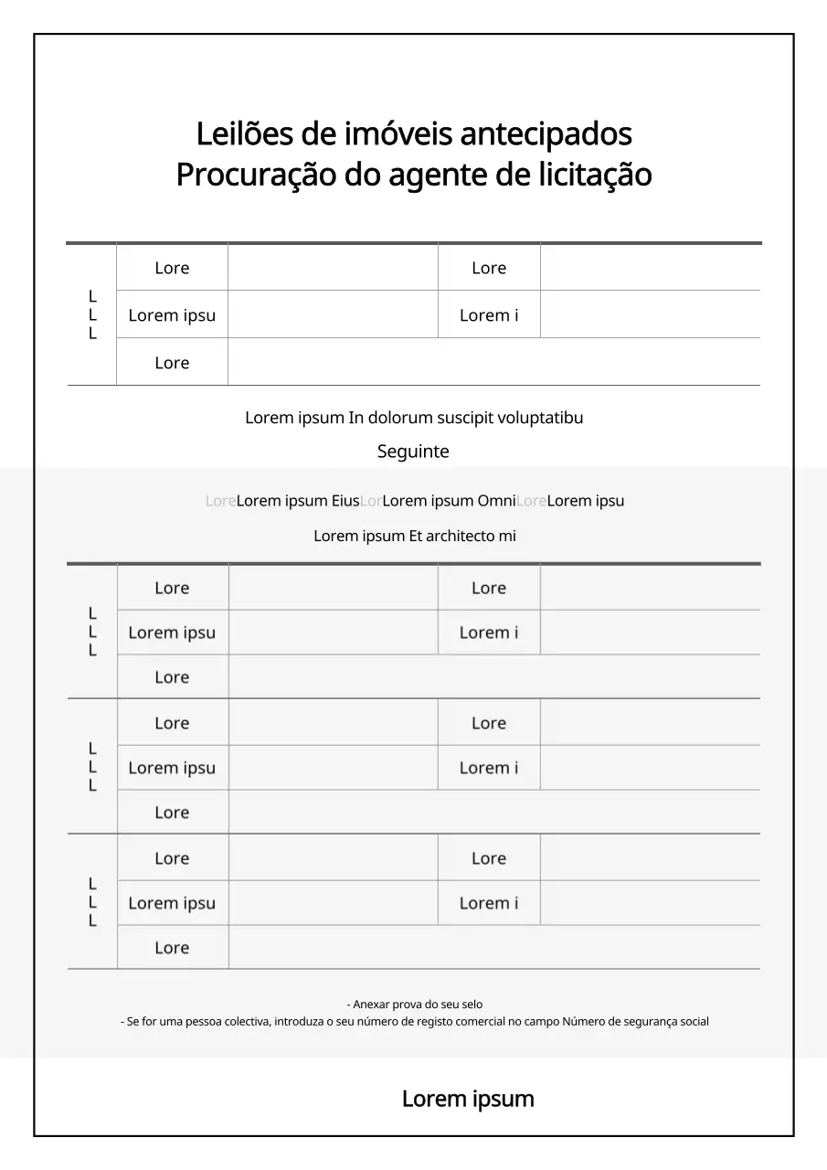 Procuração para agente de licitação para leilão de imóveis em destaque cinzento